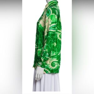 FARM Rio Tropical Grove Silk Blouse – Vibrant Green xs Excellent condition
